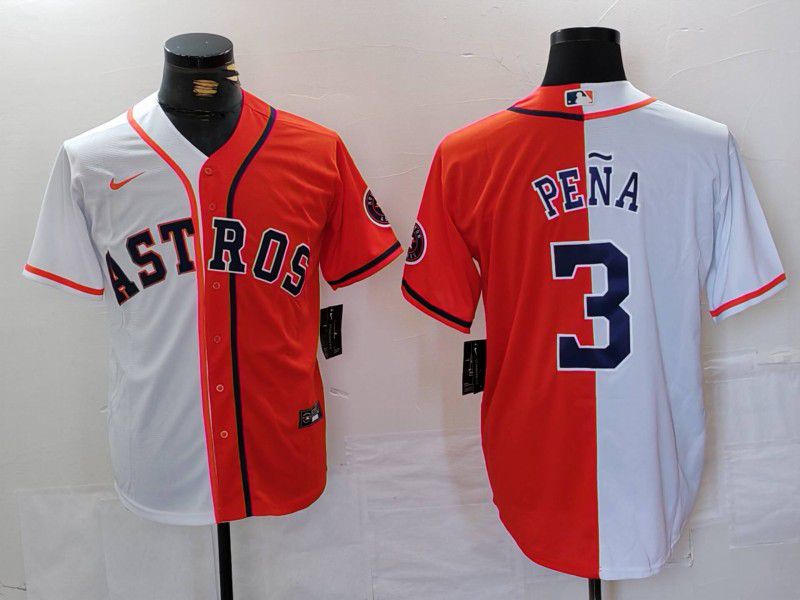 Men Houston Astros 3 Pena White orange Nike 2024 MLB Jersey style 3